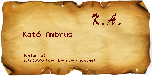 Kató Ambrus névjegykártya